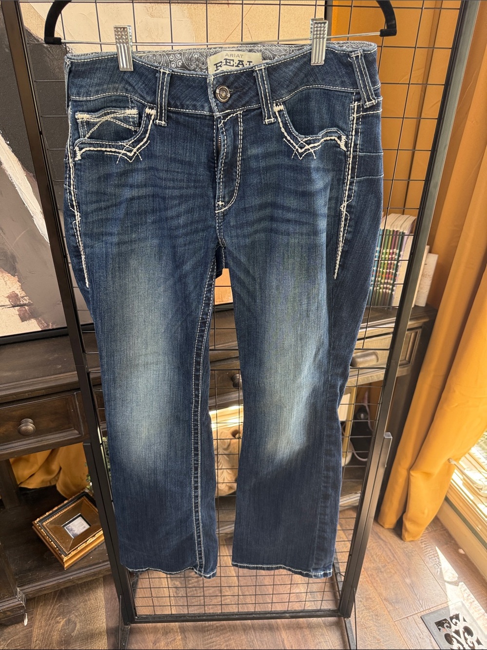 Ariat Women's Dark Blue Bootcut Jeans with White Topstitch